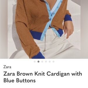 Zara Brown Cardigan with Blue Details